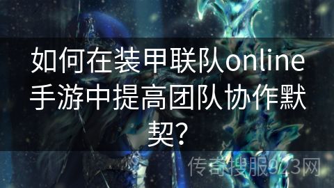 如何在装甲联队online手游中提高团队协作默契？