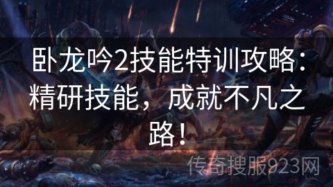 卧龙吟2技能特训攻略：精研技能，成就不凡之路！