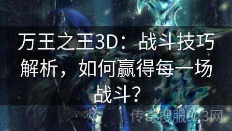 万王之王3D：战斗技巧解析，如何赢得每一场战斗？