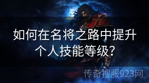 如何在名将之路中提升个人技能等级？